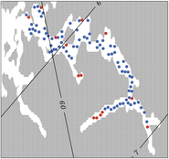 kart over blåskjelllokaliteter